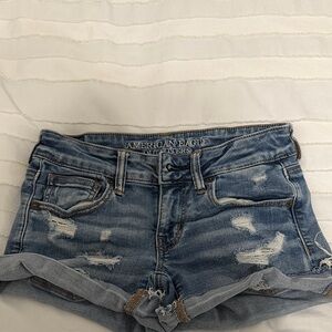 American Eagle Outfitters Distressed Blue Jean Shorts